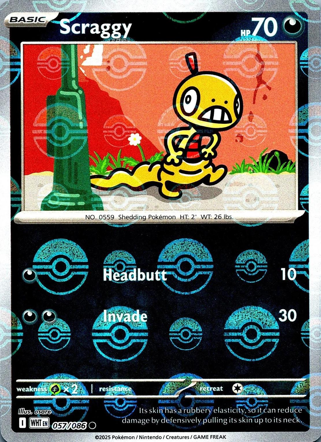 White Flare Scraggy [Poke-Ball] Pokémon card